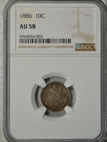 1886 Seated dime, NGC AU58..........Type Coin Company Cover