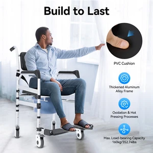 Silla de Ducha Altura Ajustable Independiente Plegable Silla de Ducha con Bidé 160kg - Imagen 1 de 18