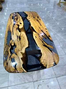 Epoxy Dining Table, Live Edge Resin Tabletop EPOXY DINING TABLE,KITCHEN COUNTER - Picture 1 of 14