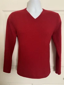 Navy Cutter Candy Apple Red 100% Cashmere V-Neck Sweater, Men's Large - Picture 1 of 8