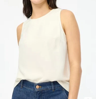J.CREW Top Mujer Pequeño Sin Mangas Botón-Back Shell NUEVO Marfil BY429 Foto 1 de 4