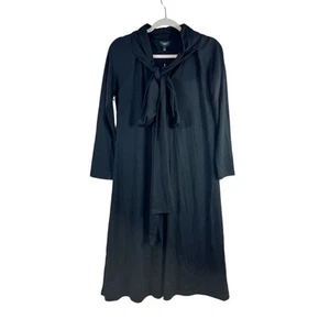NUEVO CON ETIQUETAS TALBOTS Mujer Talla PM Negro Lana Cuello Corbata Manga Larga Punto Fino Vestido Midi - Imagen 1 de 4