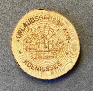Vintage Sottobicchiere in legno URLAUBSGRUSSE AUS KOENIGSSEE coaster Bierdeckel - Picture 1 of 2