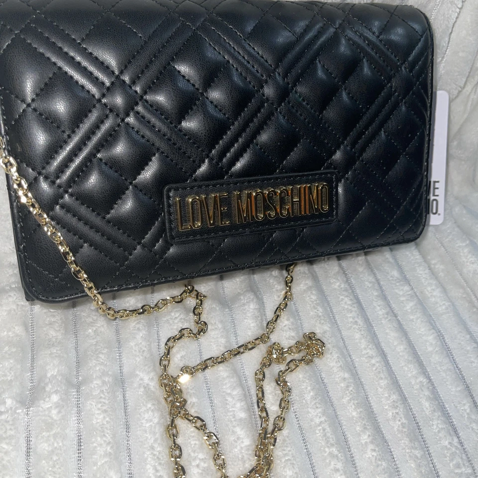 BOLSO CLUTCH BANDOLERA ACOLCHADO NEGRO LOVE MOSCHINO BORSA PU NERO Foto 1 de 4