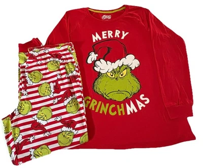 DR SEUSS PAJAMA SET SZ (12-14) LG CHRISTMAS PANT & SHIRT SLEEPWEAR - Image 1 of 4