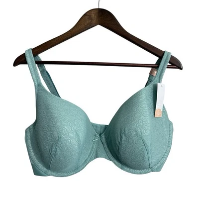 NUEVO CON ETIQUETAS Cacique Sujetador Mujer 38F Verde Floral Algodón Colección Ligeramente Forrado Camiseta Foto 1 de 4