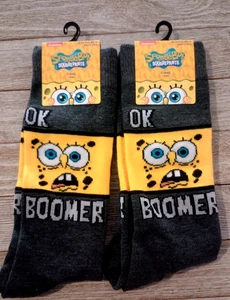 Spongebob Squarepants Ok Boomer Socks 2 Pair Adult Shoe Size 6.5-12 - Picture 1 of 4