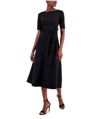 Vestido Anne Klein para mujer de gamuza vegana línea A, negro, 12 Foto 1 de 3