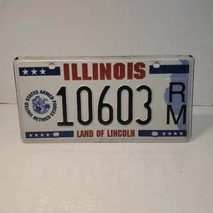 Illinois Land Of Lincoln Specialty License Plate Retired US Armed Forces Exp. 3+ - Picture 1 of 7