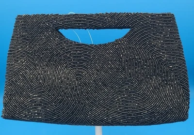 NWT Vintage Black Beaded Purse Evening Bag Lord & Taylor Formal Wedding Cocktail - Image 1 of 4