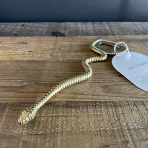 New THRESHOLD Gold Metal Snake Bottle Opener Barware Man Cave Speakeasy NWT - Picture 1 of 6