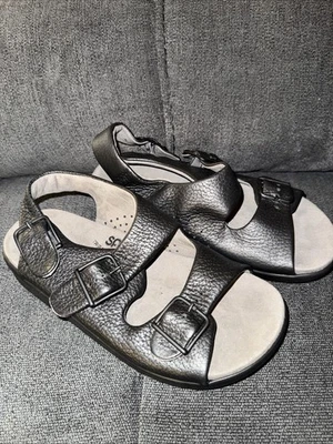 SAS Womens Relaxed Black Leather Flats Sandals Comfortable Orthopedic Shoes 6 M - Image 1 of 4