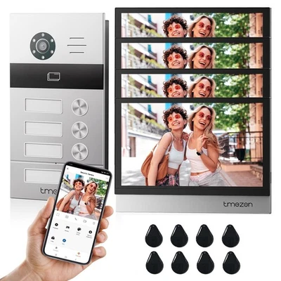 TMEZON WLAN HD Video Türsprechanlage 1/2/3/4 Familien Sprechanlage 10'' Touch Monitor