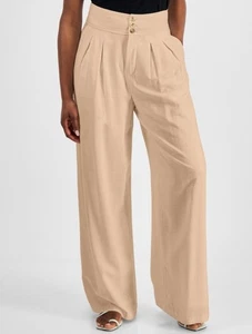 Bar III Damenhose hoher Bund Falten vorne weites Bein warm Ginger Petite Größe 0P - Bild 1 von 4