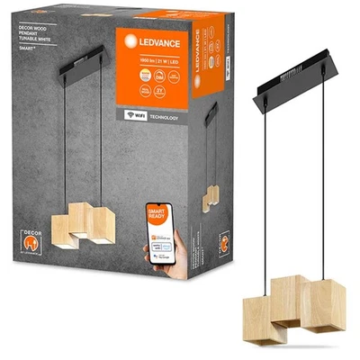 Smart + Lumière Pendante LED Decor Wood 30cm Bois 21W Tdc Dimmable App Wifi - Photo 1/4
