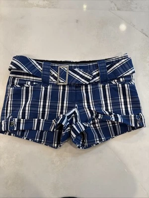 Women’s Plaid Shorts – Blue/Navy – Size 27 Waist - Image 1 of 4