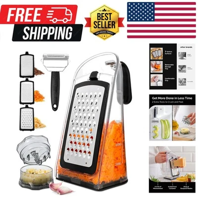 Elegante rallador de cocina con trituradora de ajo y 3 cuchillas de acero inoxidable - compacto Foto 1 de 4