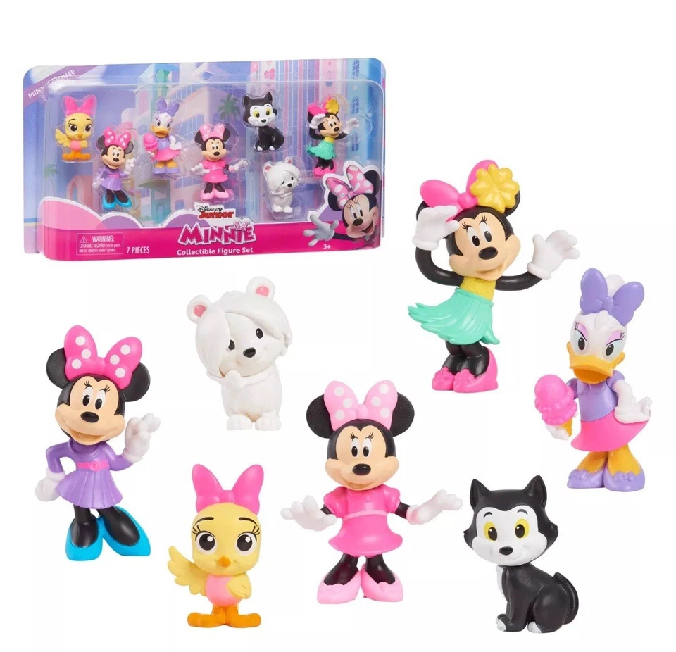Disney Junior Minnie Mouse 7-Piece Collectible Figure Set Daisy Figaro