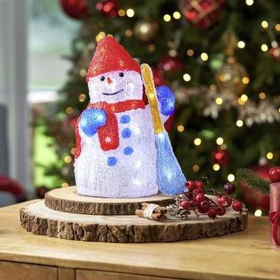 Christmas Snowman Decoration Light Up Ornament Acrylic 42x36cm Statue - Image 1 of 4