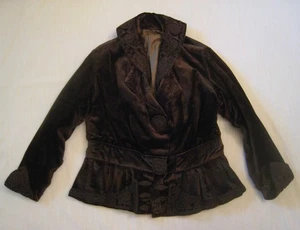 Vintage Women's Edwardian Brown Velvet Embroidered Jacket - Picture 1 of 4