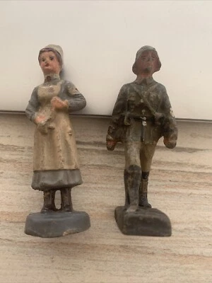 2 Figurines En Papier Maché Petit Soldat Allemand Ww2 (1) - Photo 1/4