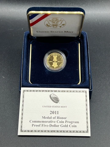 2011 Medal of Honor Proof $5 Gold Five Dollars Commemorative Uncirculated Coin Cover