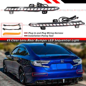 FOR 18-2022 ACCORD CLEAR LENS REAR BUMPER REFLECTOR DYNAMIC LED SEQUENTIAL LIGHT - Picture 1 of 5