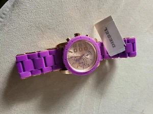 Diesel DZ5361 Women's Chrono Watch Purple Silicone Band,Gold-Tone Dial . - Picture 1 of 15