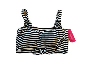Bikini Top xhilaration Black & White Stripe Size 16W - NWT - Picture 1 of 3