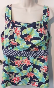 Lands End Women's Plus 20W Underwire Swimsuit Tankini Top Navy Tigerlily Floral  - Picture 1 of 19