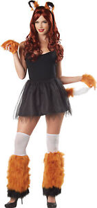 Kits Fox 4 Piece Adult Costume Sexy Safari Brown Beast Monster Ruffles Halloween