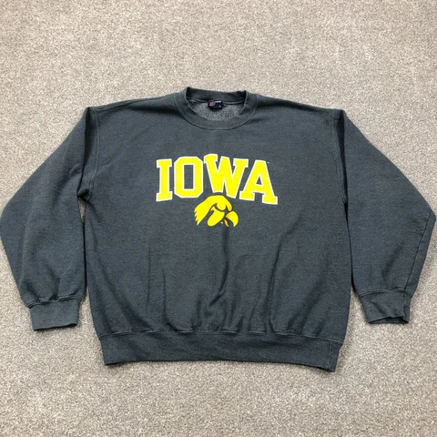 Iowa Hawkeyes Sweatshirt Men Large Crew Neck Adult Pull Over Sweater Gray FA9 Cover