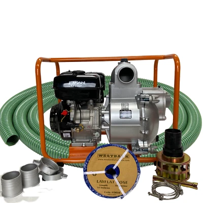 3" Petrol Water Pump Extra Large Heavy Duty Trash Pump Lifan 9hp Engine Hose Kit - Image 1 of 4