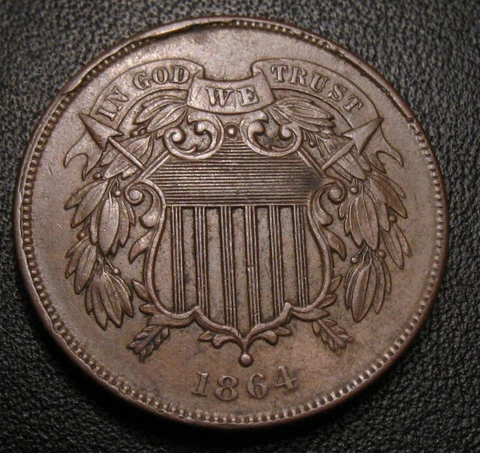 OLD US COINS 1864 OBSOLETE HIGHGRADE CIVIL WAR TWO CENT COIN Cover