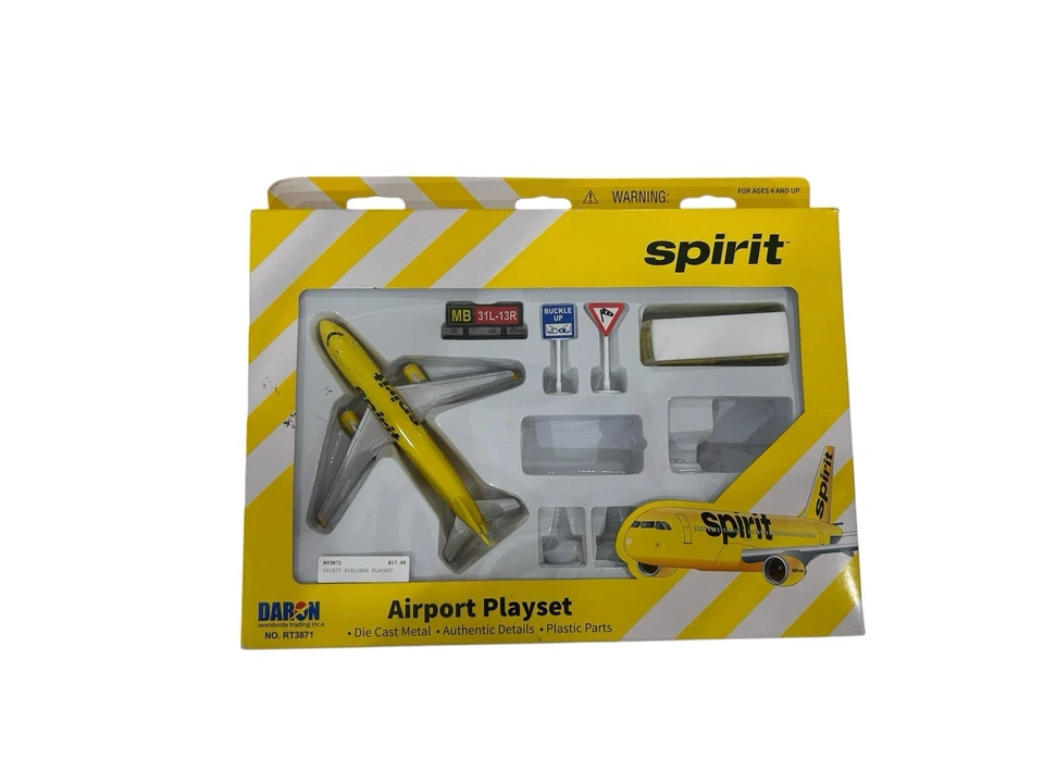 Juego Spirit Airlines con avión de juguete fundido a presión y accesorios de aeropuerto Foto 1 de 3