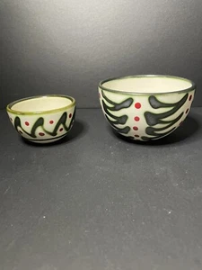 Louisville Steingut David Mahoney Holly Graffiti grün Schüssel 2er Set - Bild 1 von 6