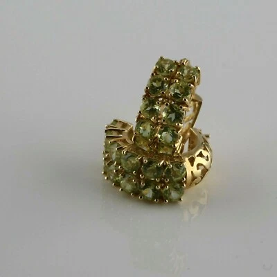 14K Yellow Gold Double Row Peridot Hoop Earrings 2 Ct TW estimated - Image 1 of 4
