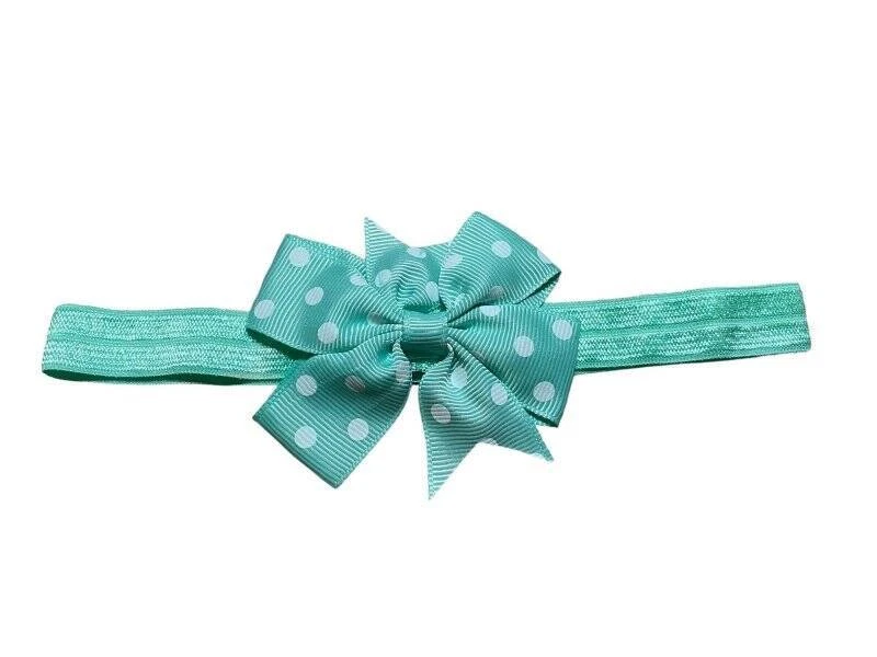Easter Spring Summer Polka Dot Bow Headband  Yellow Lime Green Aqua Turquoise - Image 1 of 1