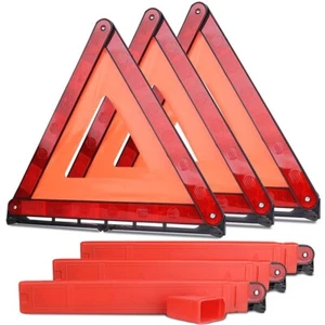 Paquete de 3 triángulos de seguridad plegables, triple advertencia triángulo reflector señal de carretera - Imagen 1 de 8