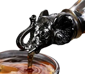 Schnaps Ausgießer Wein Flaschenausgießer Edelstahl Dosierer Elefantmotiv Schwarz - Bild 1 von 7