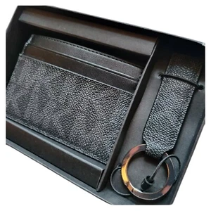 New MICHAEL KORS Men’s Slim Leather Card Holder/Wallet + Keychain - MSRP $98 - Picture 1 of 5
