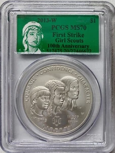 2013-W Girl Scouts Commemorative Silver Dollar Set PCGS PF70/MS70 FS - Picture 1 of 8