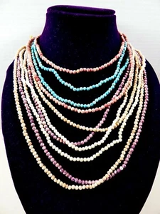 Lote de 5 interminables piedras preciosas multicolor hebras de cuentas pequeñas collar 34" de largo - Imagen 1 de 9