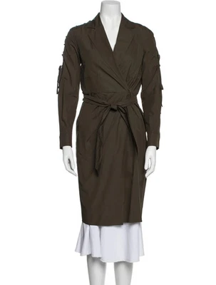 Max Mara Green Belted Trench Coat Women’s S US 4 – Cotton, Knee Length - Image 1 of 4