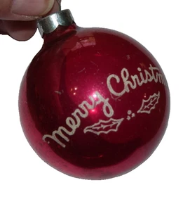 Feliz Navidad Hojas de Acebo Adorno de Vidrio Estampado Rojo - Imagen 1 de 2