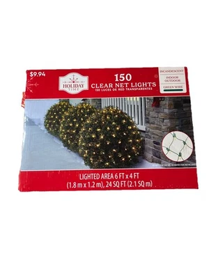 Holiday Time - 150 Clear Net Mini Lights Green Wire 6 x 4 ft Area - Image 1 of 4