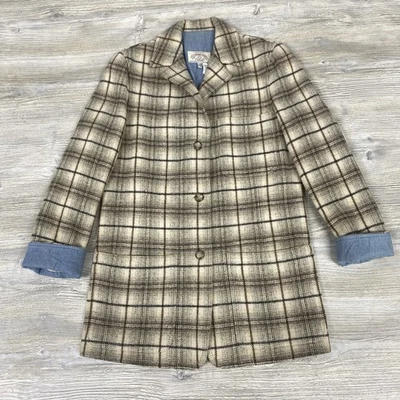 Armani Jeans Women S Wool Plaid Button Up Coat Blazer Denim Lined - Image 1 of 4