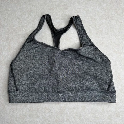 VSX Victoria's Secret Gray Black Racerback Sports Bra Support Gym Workout Medium - Image 1 of 4