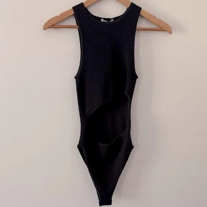 Neu Zara Ripp Stretch Strick Cutout Front Body Schwarz Gr. M/L - Bild 1 von 12