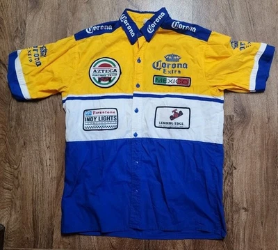 Camisa De Colección Corona Extra México Racing Grande Abotonada Logo Equipo Azteca Firestone Foto 1 de 4